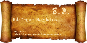 Bürger Magdolna névjegykártya