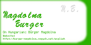 magdolna burger business card